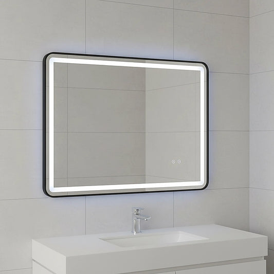 Rectangular Mirror LED Anti-Fog Illuminated Bathroom Living Room - 90x70cm V63-840631