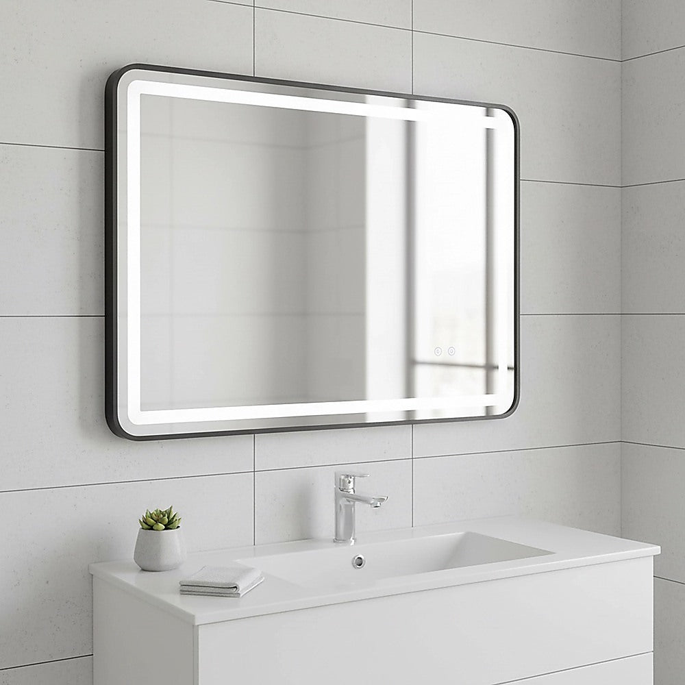 Rectangular Mirror LED Anti-Fog Illuminated Bathroom Living Room - 90x70cm V63-840631