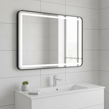 Rectangular Mirror LED Anti-Fog Illuminated Bathroom Living Room - 90x70cm V63-840631