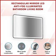 Rectangular Mirror LED Anti-Fog Illuminated Bathroom Living Room V63-840661