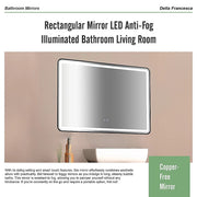 Rectangular Mirror LED Anti-Fog Illuminated Bathroom Living Room V63-840661