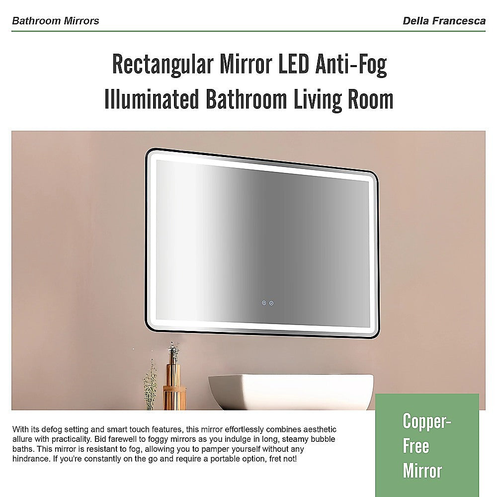 Rectangular Mirror LED Anti-Fog Illuminated Bathroom Living Room V63-840661