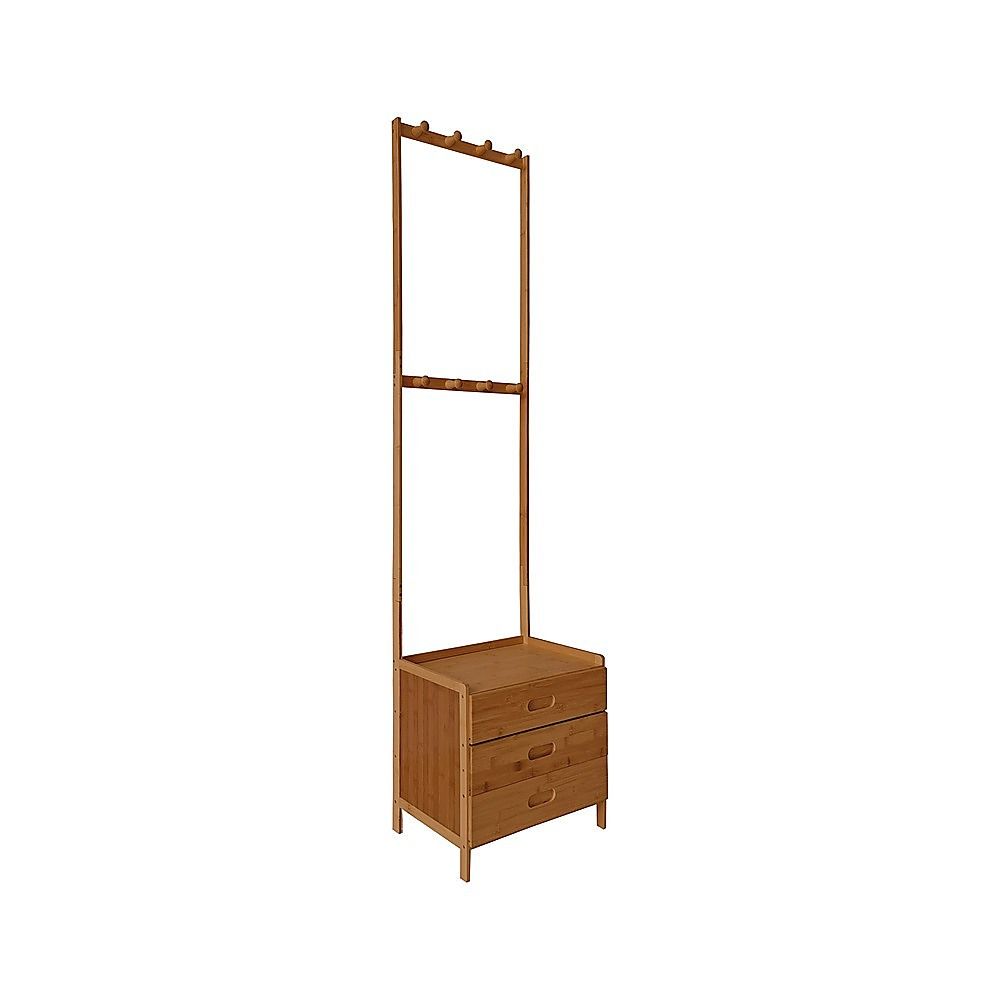 42x165cm Dark Wood Wooden Hall Stand Floor Coat Rack with Drawer Modern Minimalist V63-840691