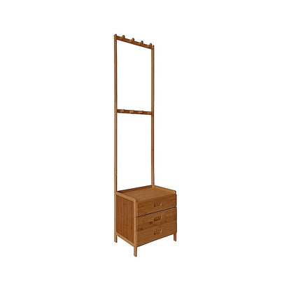 42x165cm Dark Wood Wooden Hall Stand Floor Coat Rack with Drawer Modern Minimalist V63-840691