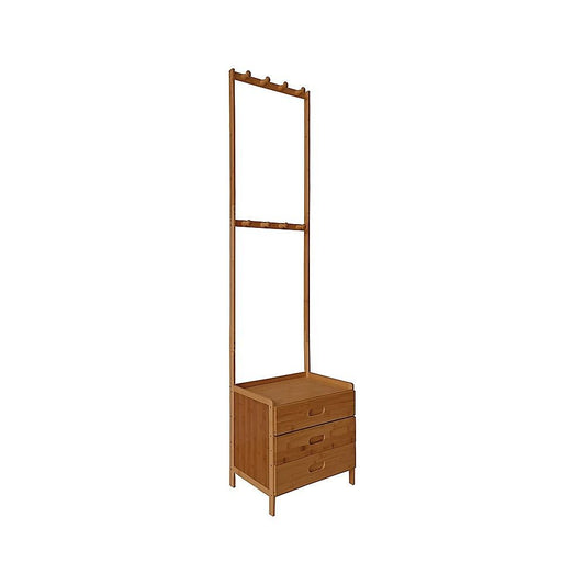 42x165cm Dark Wood Wooden Hall Stand Floor Coat Rack with Drawer Modern Minimalist V63-840691