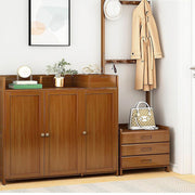 42x165cm Dark Wood Wooden Hall Stand Floor Coat Rack with Drawer Modern Minimalist V63-840691