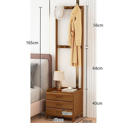 42x165cm Dark Wood Wooden Hall Stand Floor Coat Rack with Drawer Modern Minimalist V63-840691