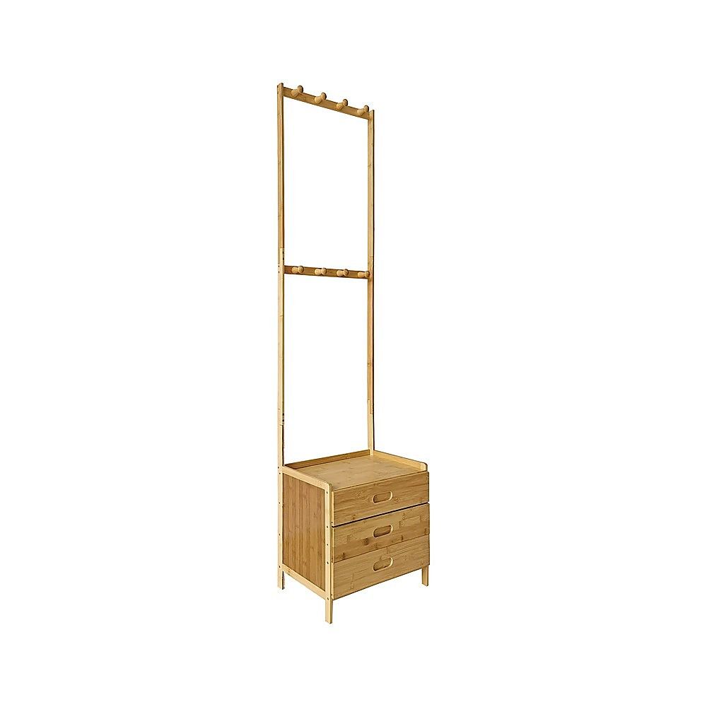 Wooden Hall Stand Floor Coat Rack with Drawer Modern Minimalist Style V63-840701