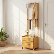 Wooden Hall Stand Floor Coat Rack with Drawer Modern Minimalist Style V63-840701