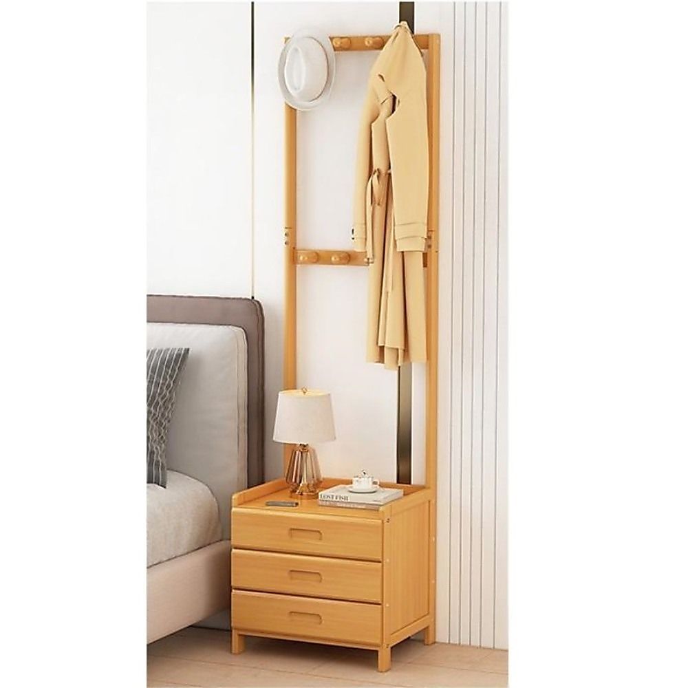 Wooden Hall Stand Floor Coat Rack with Drawer Modern Minimalist Style V63-840701