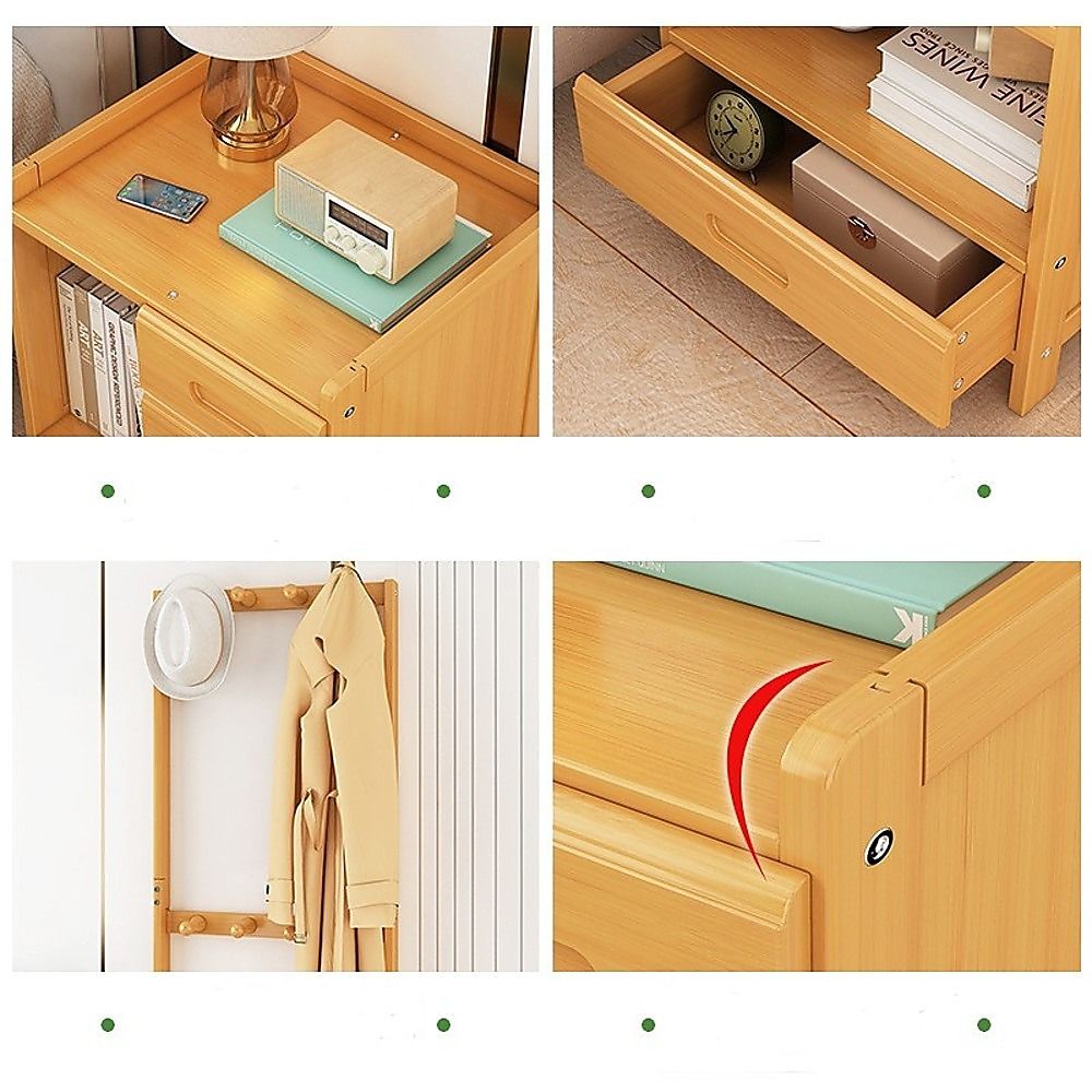 Wooden Hall Stand Floor Coat Rack with Drawer Modern Minimalist Style V63-840701