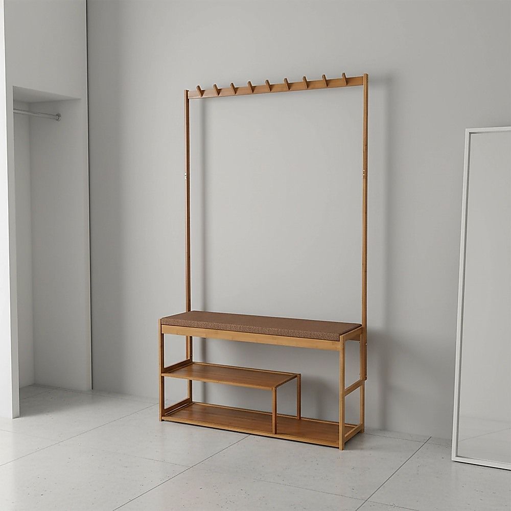97x168cm Hallway Bench Coat Rack Stand Multifunctional Hall Shelf Entryway V63-840711