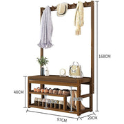 97x168cm Hallway Bench Coat Rack Stand Multifunctional Hall Shelf Entryway V63-840711