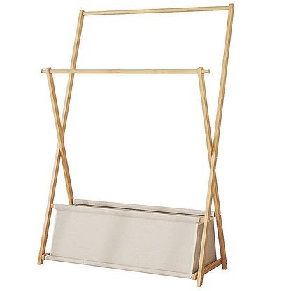 100x155cm Wood Clothes Rail Garment Rack with Freestanding Storage Shelf