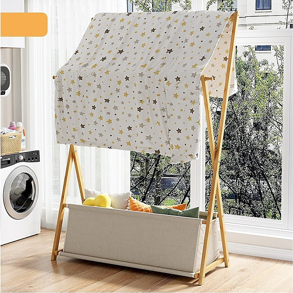 100x155cm Wood Clothes Rail Garment Rack with Freestanding Storage Shelf V63-840731