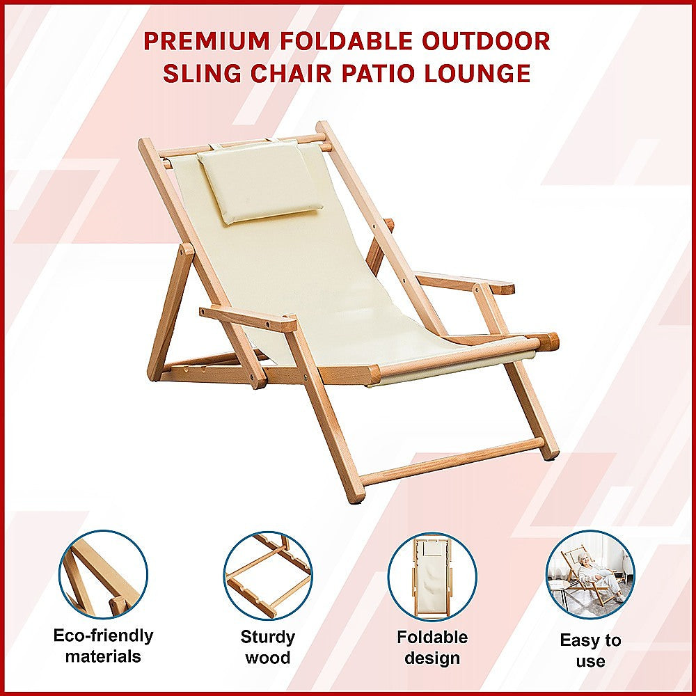 Premium Foldable Outdoor Sling Chair Patio Lounge V63-840761