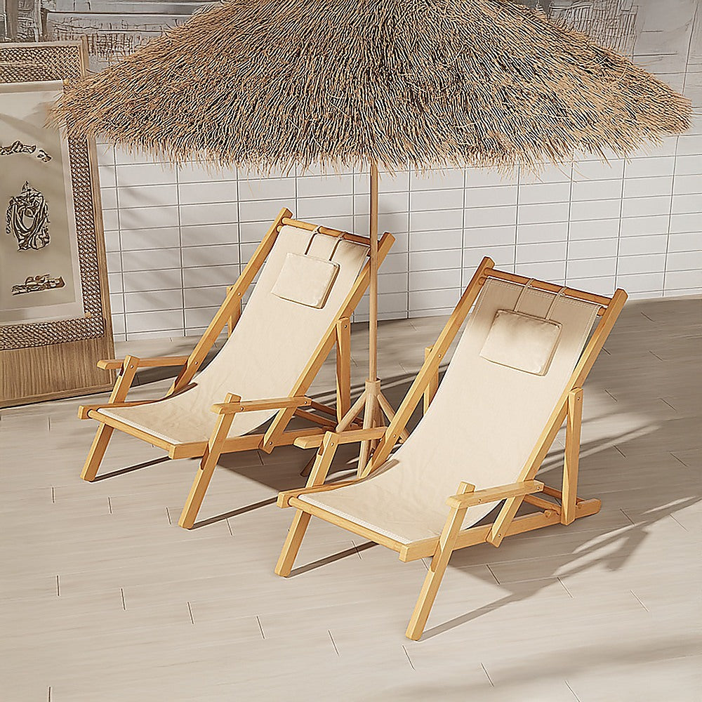 Premium Foldable Outdoor Sling Chair Patio Lounge V63-840761