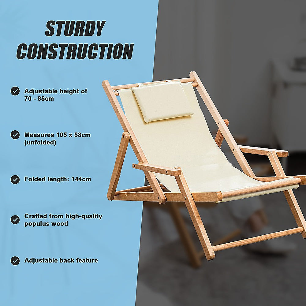 Premium Foldable Outdoor Sling Chair Patio Lounge V63-840761