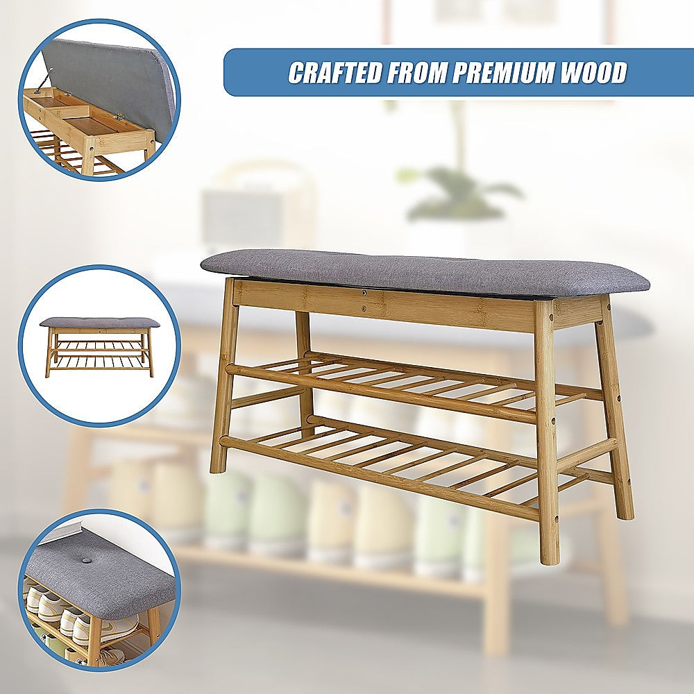 Shoe Stool Storage Rack Cabinet Multifunctional Space Saving V63-840781
