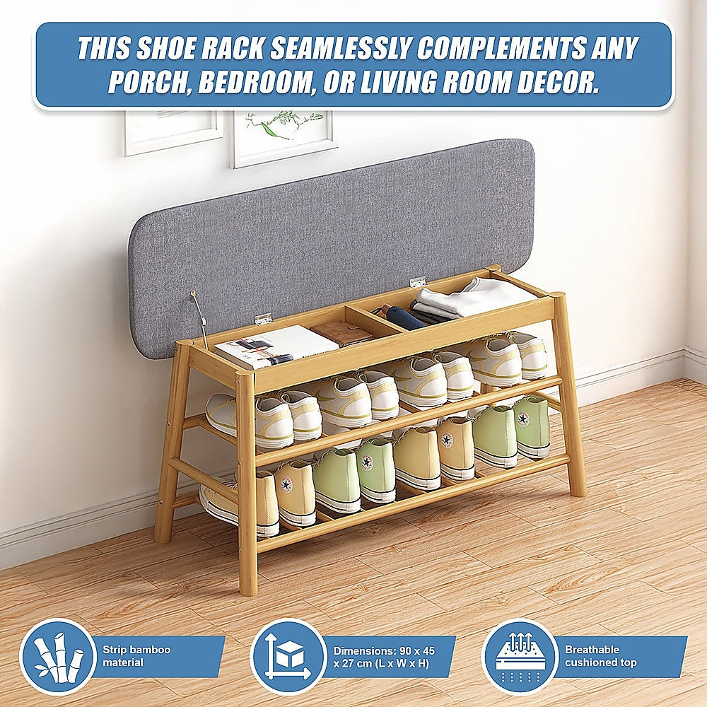 Shoe Stool Storage Rack Cabinet Multifunctional Space Saving V63-840781