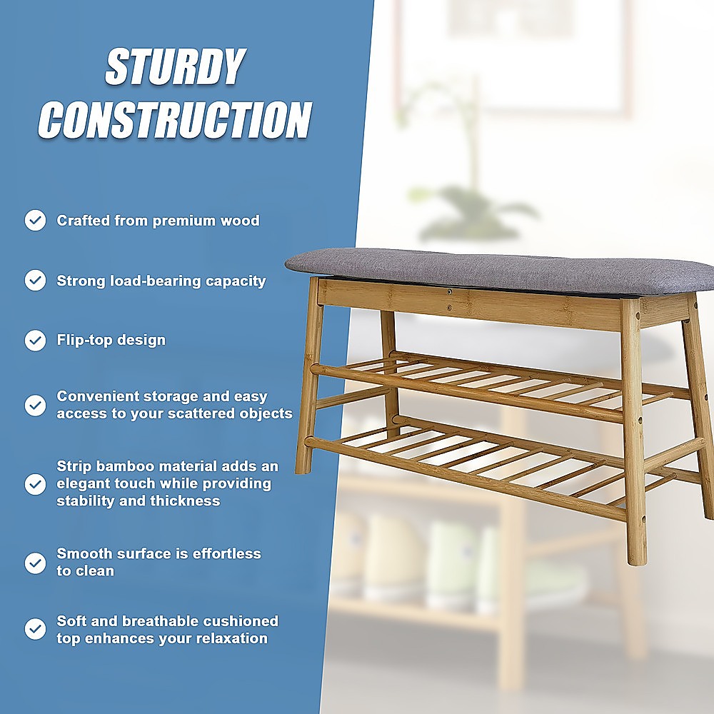 Shoe Stool Storage Rack Cabinet Multifunctional Space Saving V63-840781