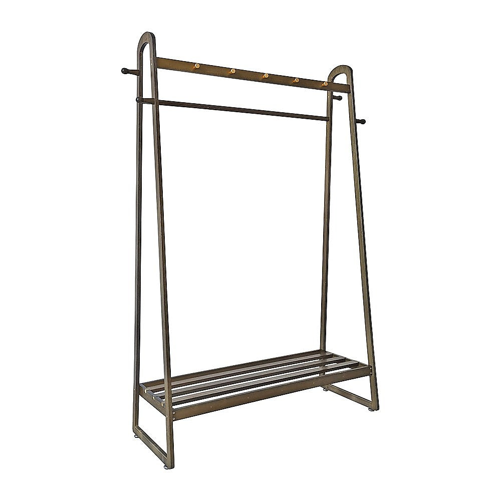 Dark Wood 160x100cm Clothes Rack Slim Stylish Space Saving