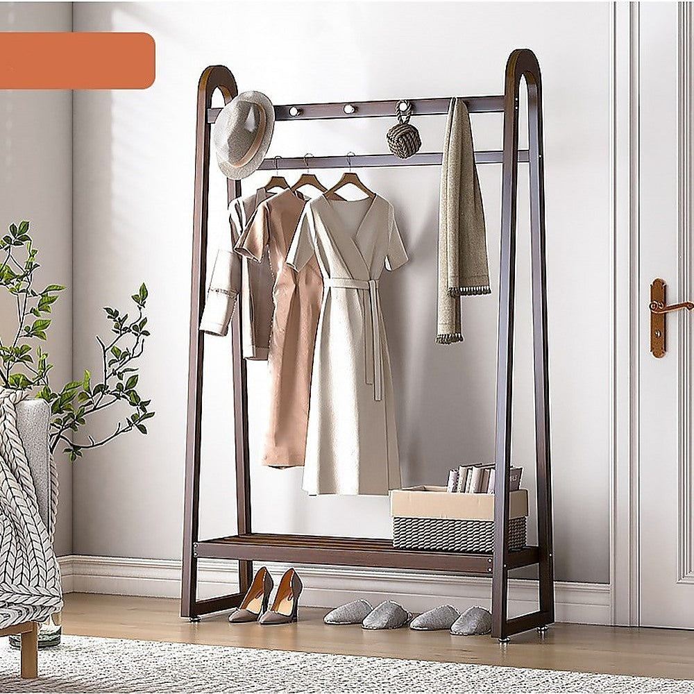 Dark Wood 160x100cm Clothes Rack Slim Stylish Space Saving