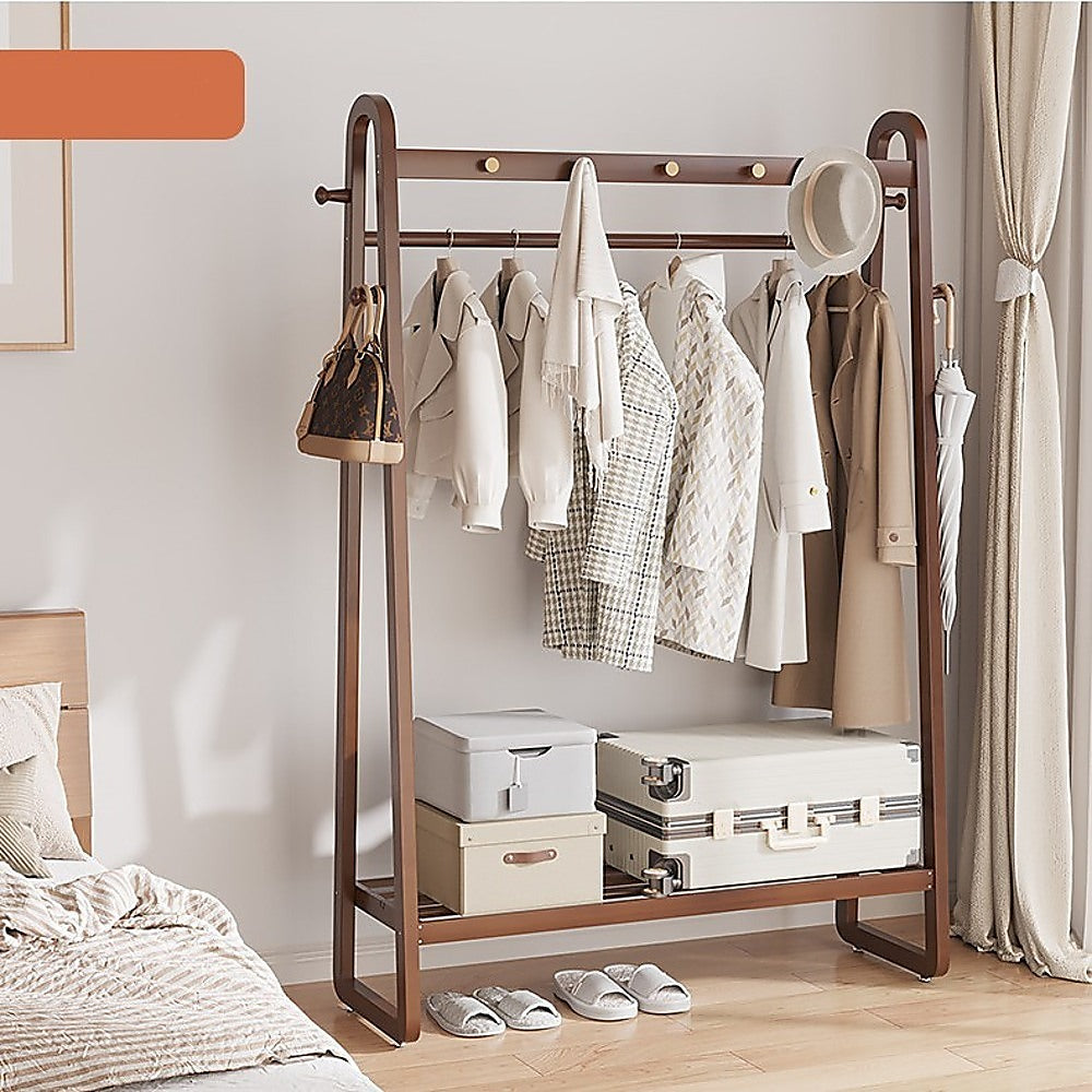 Dark Wood 160x100cm Clothes Rack Slim Stylish Space Saving