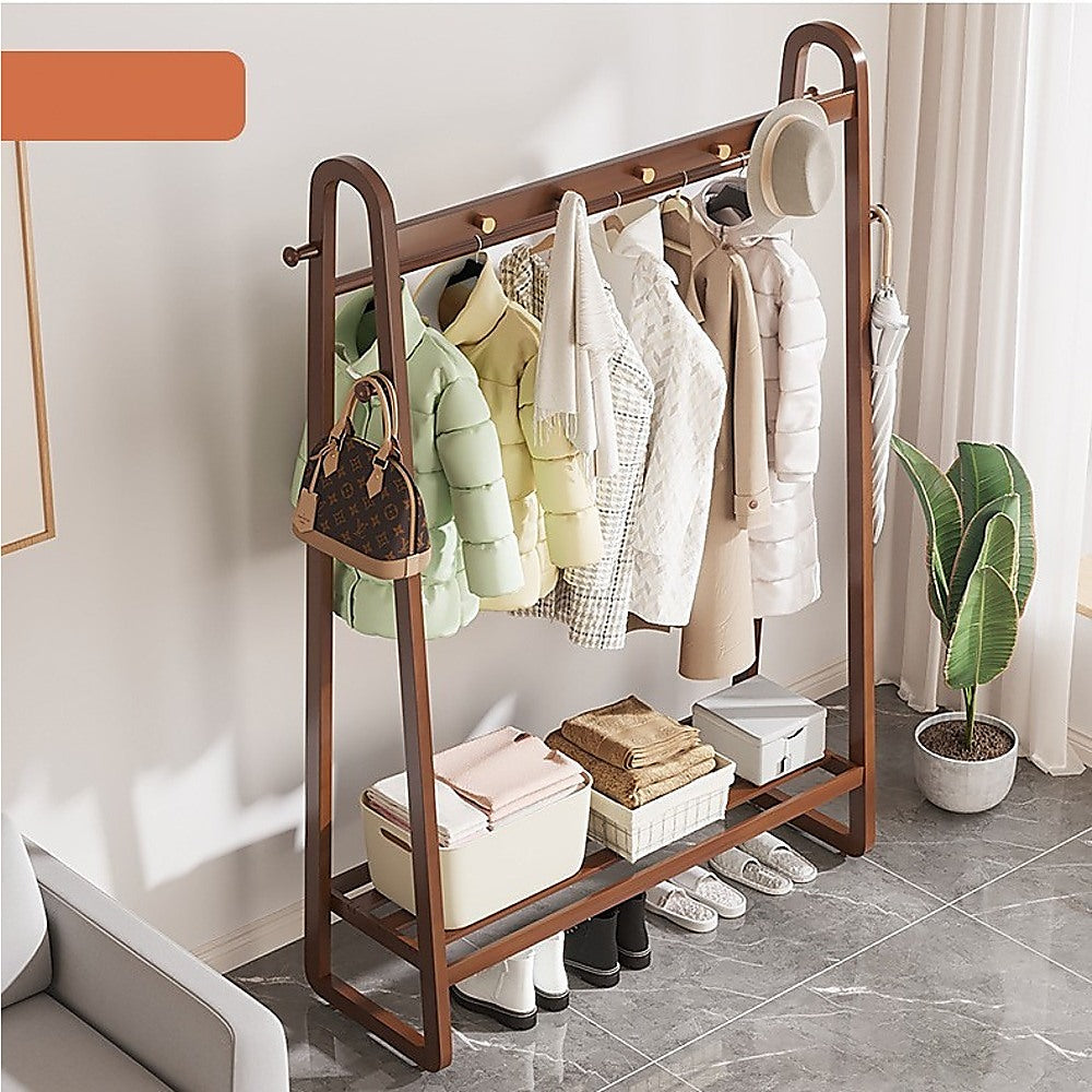 Dark Wood 160x100cm Clothes Rack Slim Stylish Space Saving