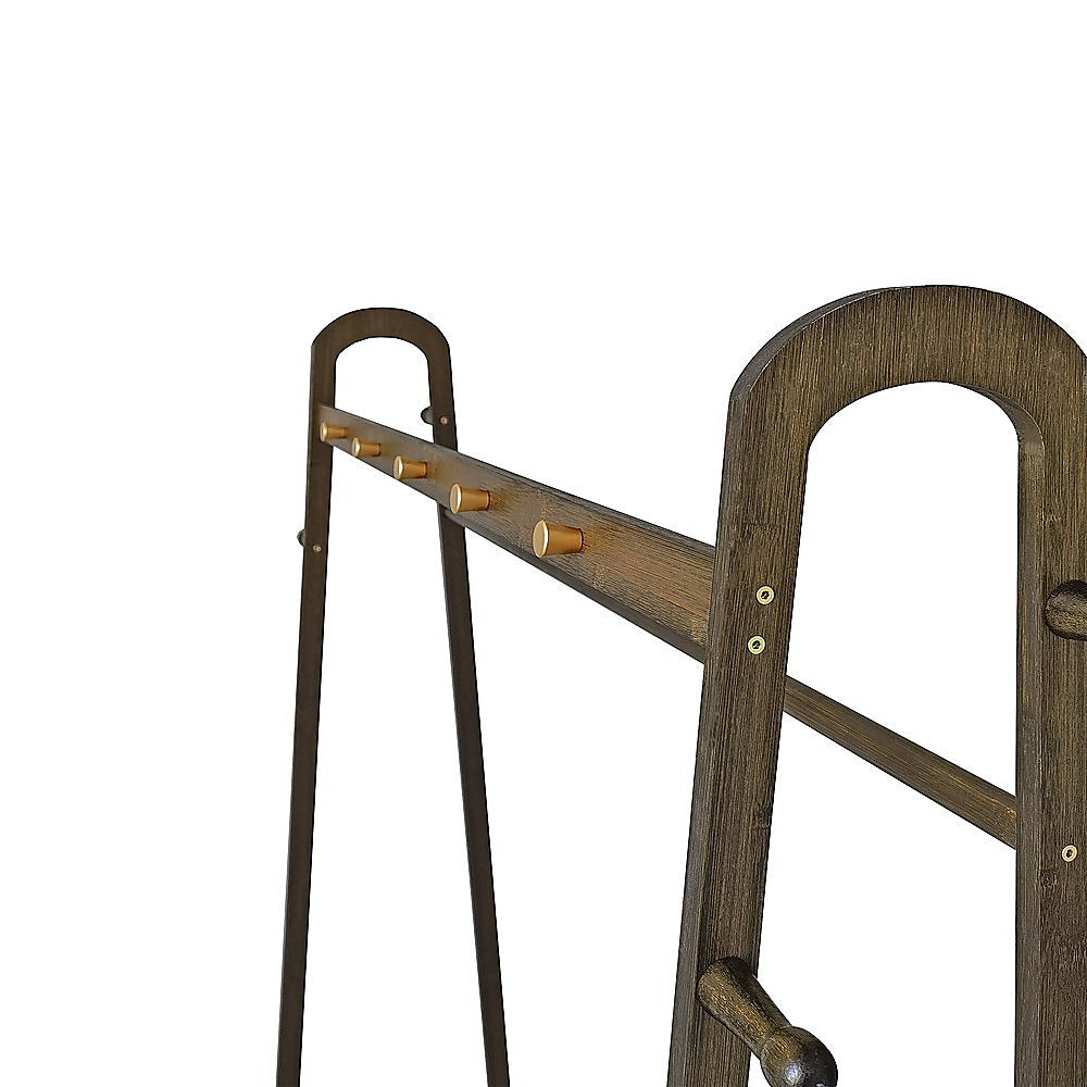 Dark Wood 160x100cm Clothes Rack Slim Stylish Space Saving V63-840821