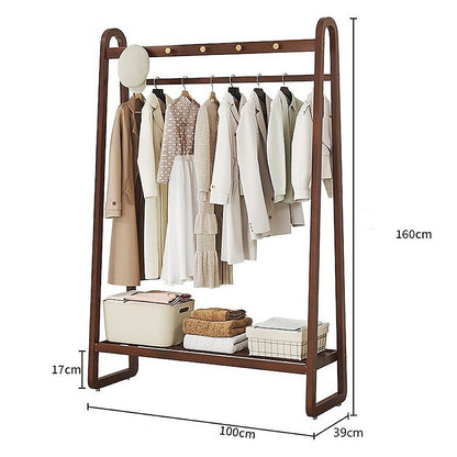 Dark Wood 160x100cm Clothes Rack Slim Stylish Space Saving