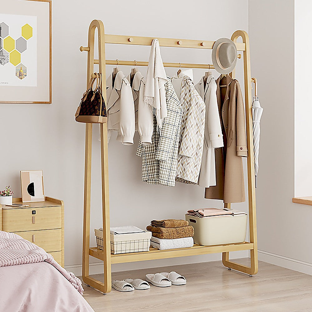 Wood 160x100cm Clothes Rack Slim Stylish Space Saving