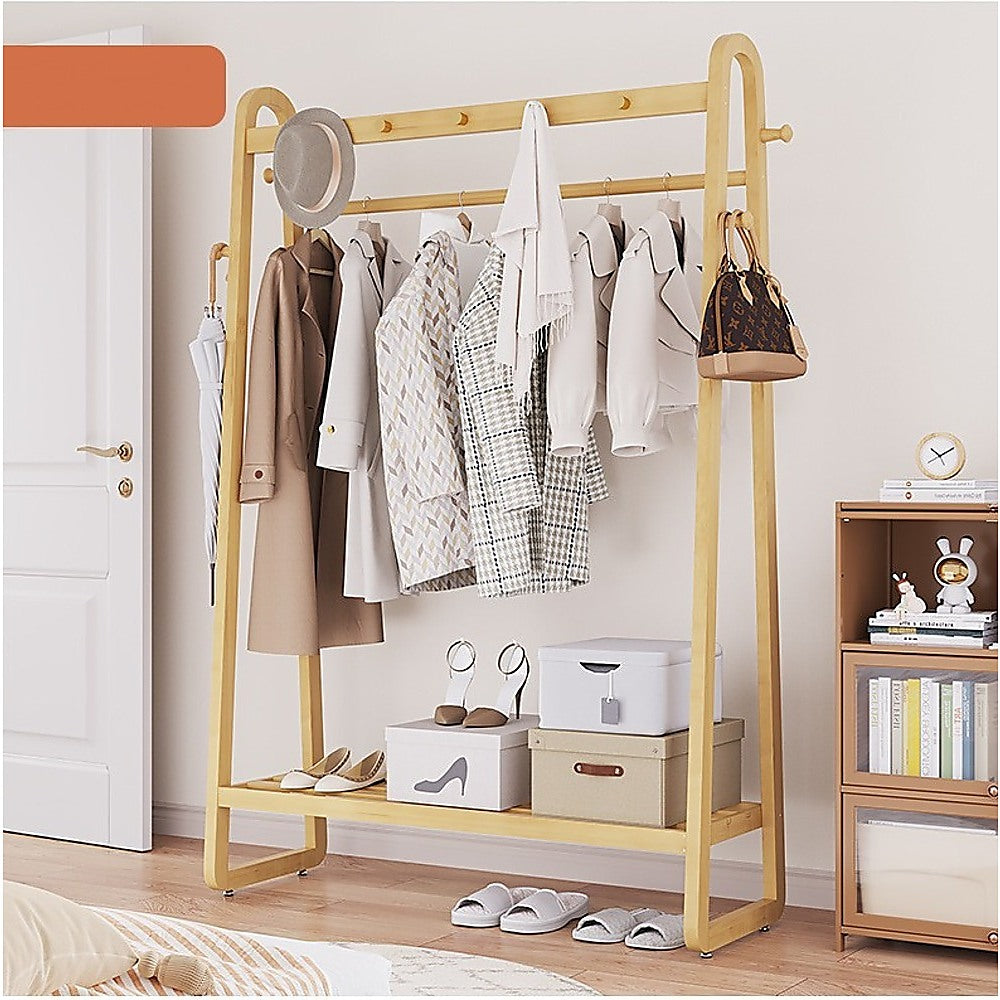 Wood 160x100cm Clothes Rack Slim Stylish Space Saving