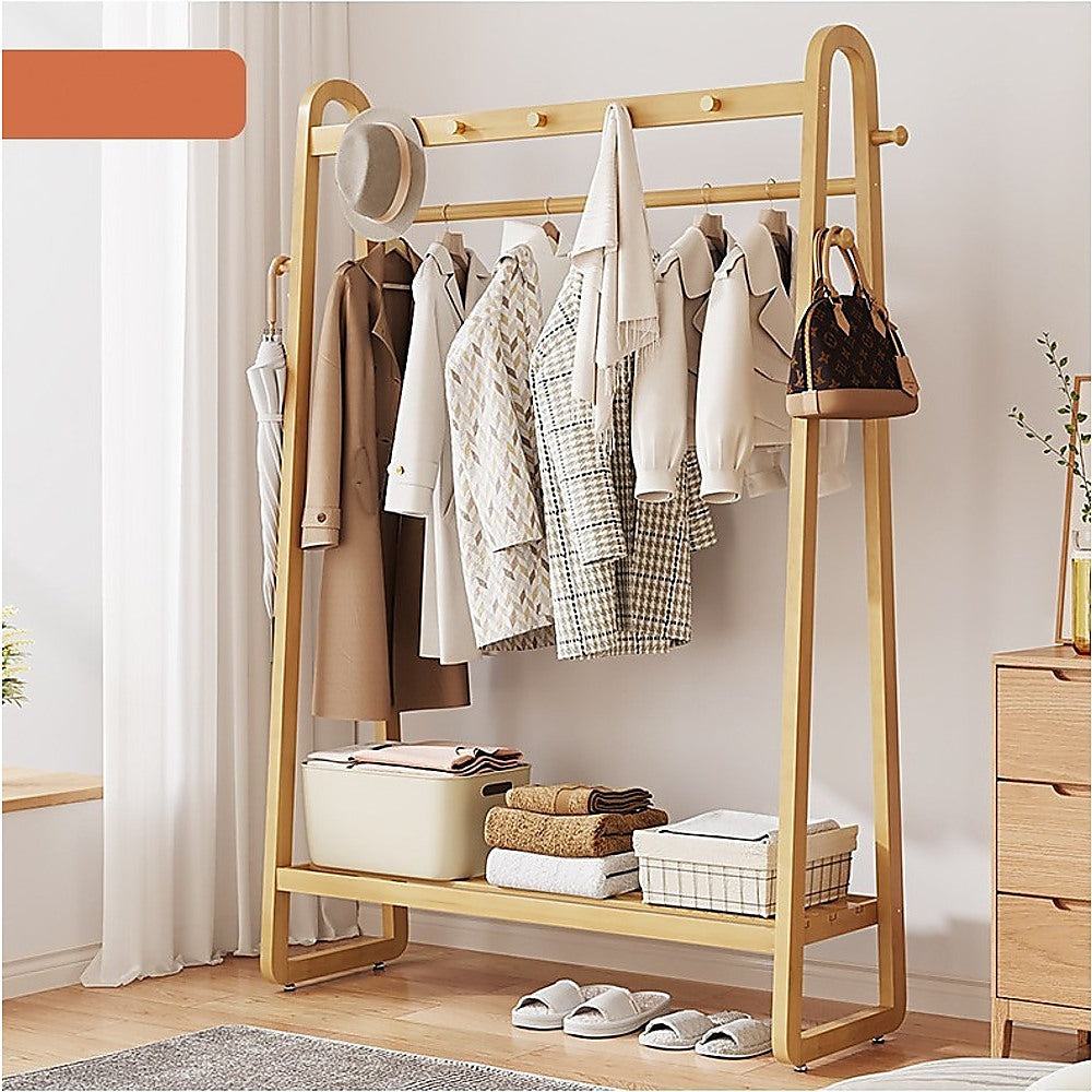 Wood 160x100cm Clothes Rack Slim Stylish Space Saving