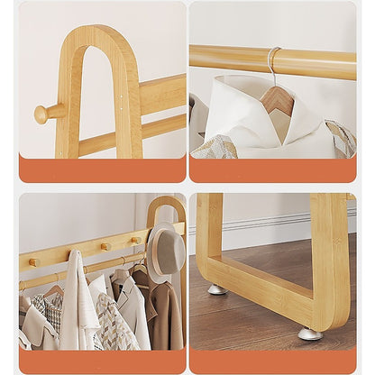 Wood 160x100cm Clothes Rack Slim Stylish Space Saving V63-840831