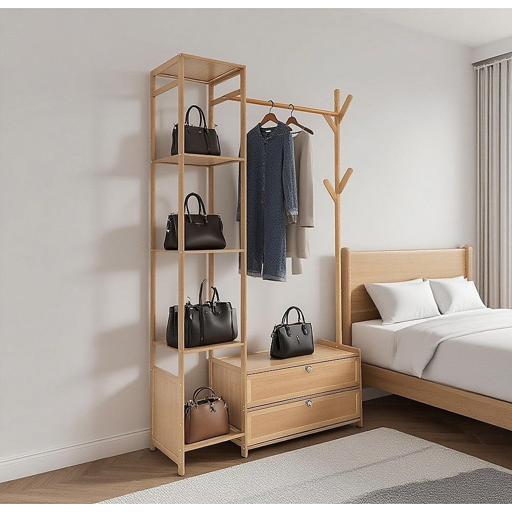 165x100cm Clothes Rack Stand Storage Shelves Modern Coat Tree V63-840891