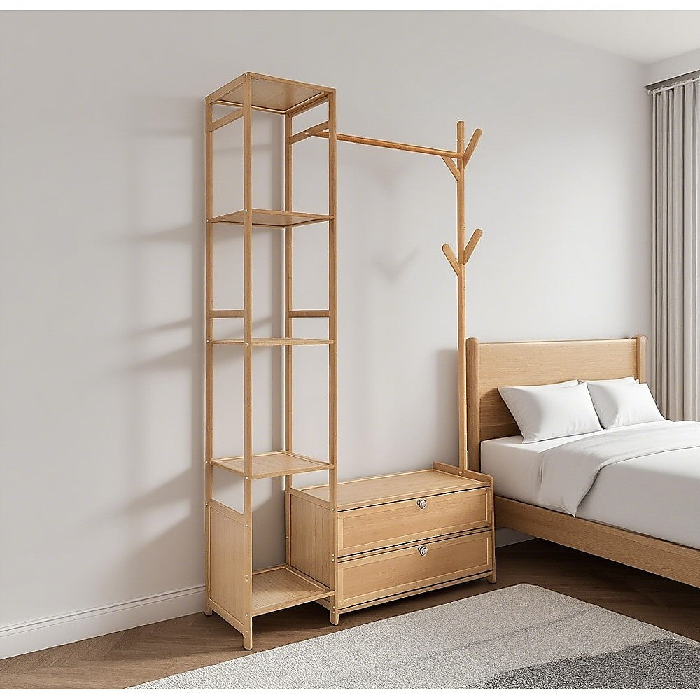 165x100cm Clothes Rack Stand Storage Shelves Modern Coat Tree V63-840891