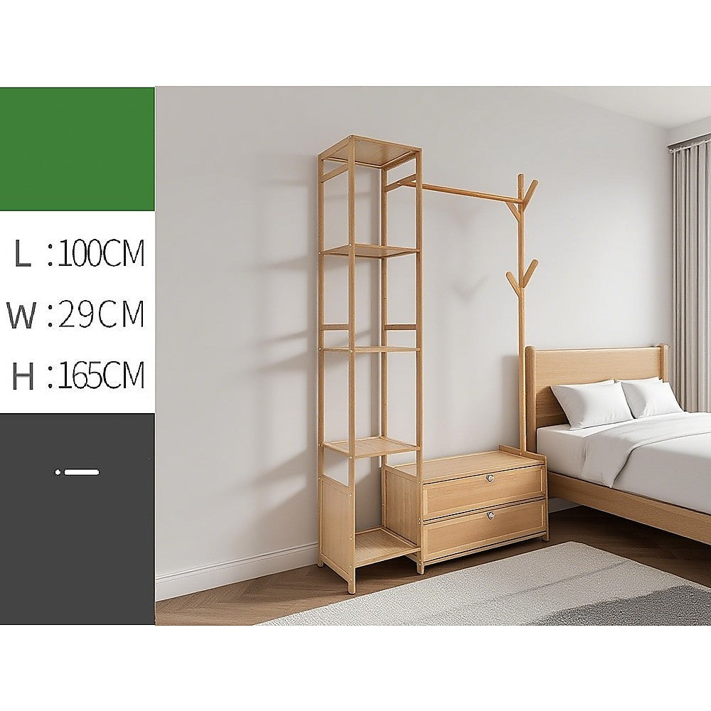 165x100cm Clothes Rack Stand Storage Shelves Modern Coat Tree V63-840891