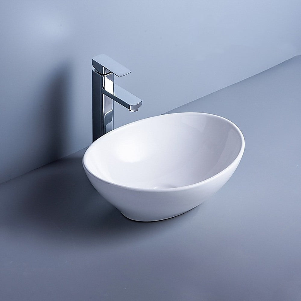 Ceramic Bathroom Basin Vanity Sink Oval Above Counter Top Mount Bowl V63-840991