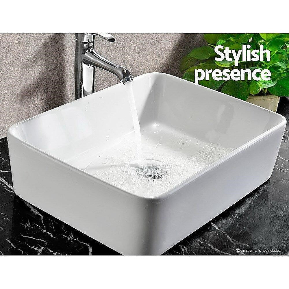 Ceramic Bathroom Basin Vanity Sink Square Above Counter Top Mount Bowl V63-841001