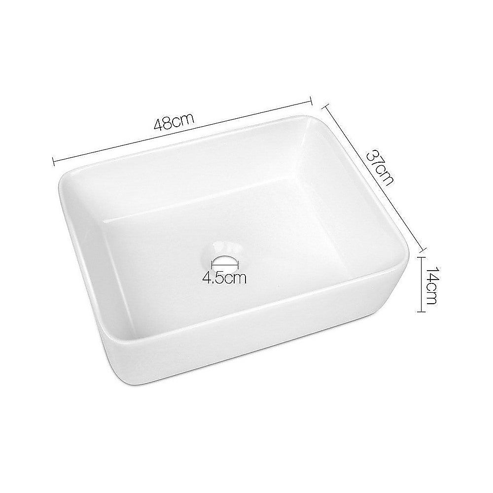 Ceramic Bathroom Basin Vanity Sink Square Above Counter Top Mount Bowl V63-841001