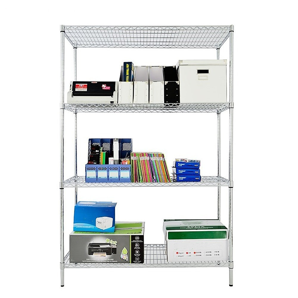 Modular Wire Storage 120x45cm Steel Shelving Chrome With Fixed Legs For Garage Kitchen Or Retail Storage V63-841021