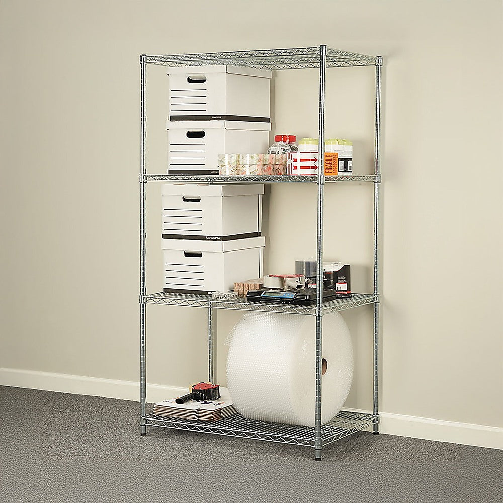 Modular Wire Storage 120x45cm Steel Shelving Chrome With Fixed Legs For Garage Kitchen Or Retail Storage V63-841021