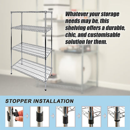 Modular Wire Storage 120x45cm Steel Shelving Chrome With Fixed Legs For Garage Kitchen Or Retail Storage V63-841021