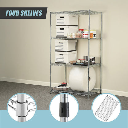 Modular Wire Storage 120x45cm Steel Shelving Chrome With Fixed Legs For Garage Kitchen Or Retail Storage V63-841021