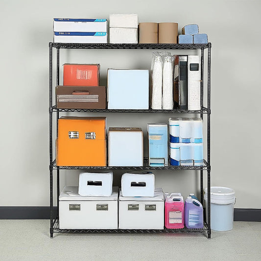 Modular Wire Storage 120x45cm Steel Shelving Black With Fixed Legs For Garage Kitchen Or Retail Storage V63-841031