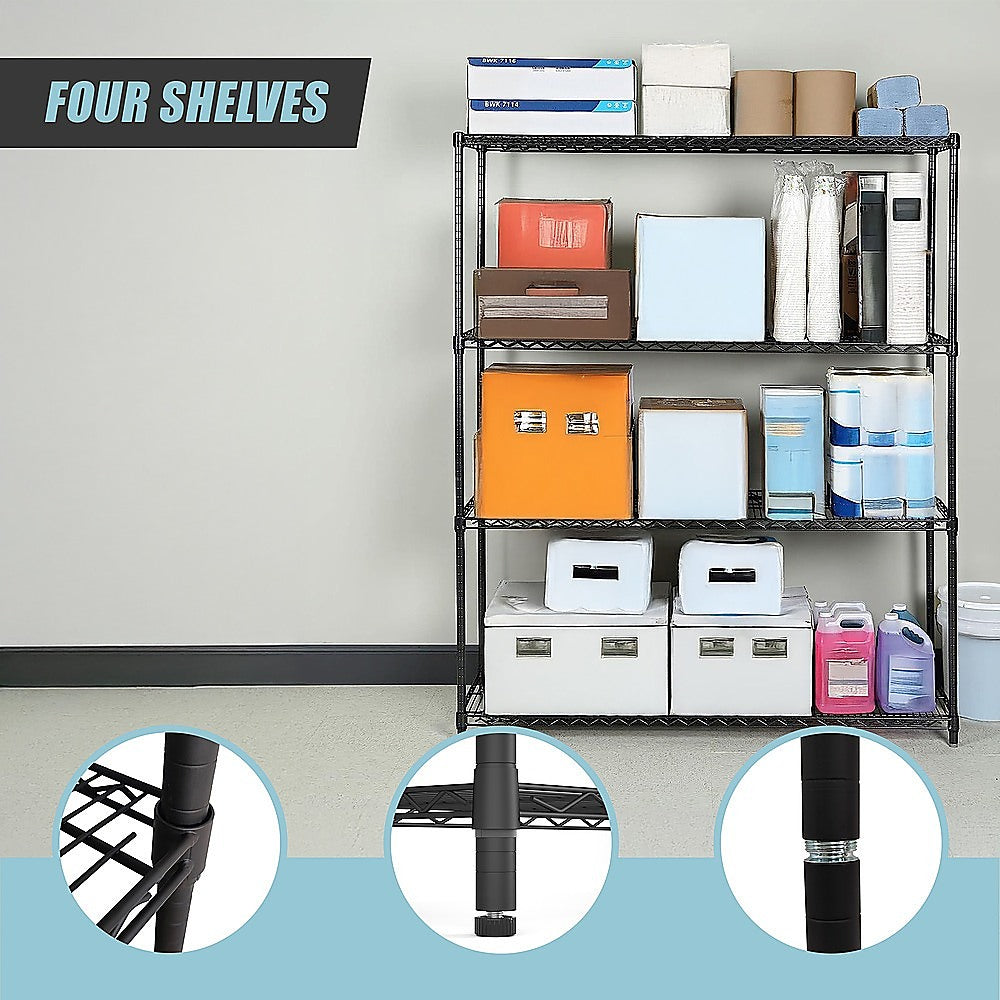 Modular Wire Storage 120x45cm Steel Shelving Black With Fixed Legs For Garage Kitchen Or Retail Storage V63-841031