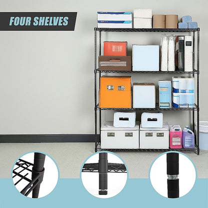 Modular Wire Storage 120x45cm Steel Shelving Black With Fixed Legs For Garage Kitchen Or Retail Storage V63-841031