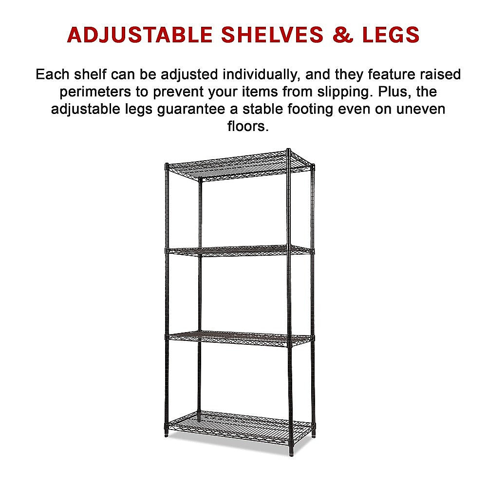 Modular Wire Storage 120x45cm Steel Shelving Black With Fixed Legs For Garage Kitchen Or Retail Storage V63-841031
