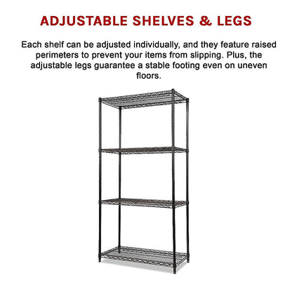 Modular Wire Storage 120x45cm Steel Shelving Black With Fixed Legs For Garage Kitchen Or Retail Storage V63-841031